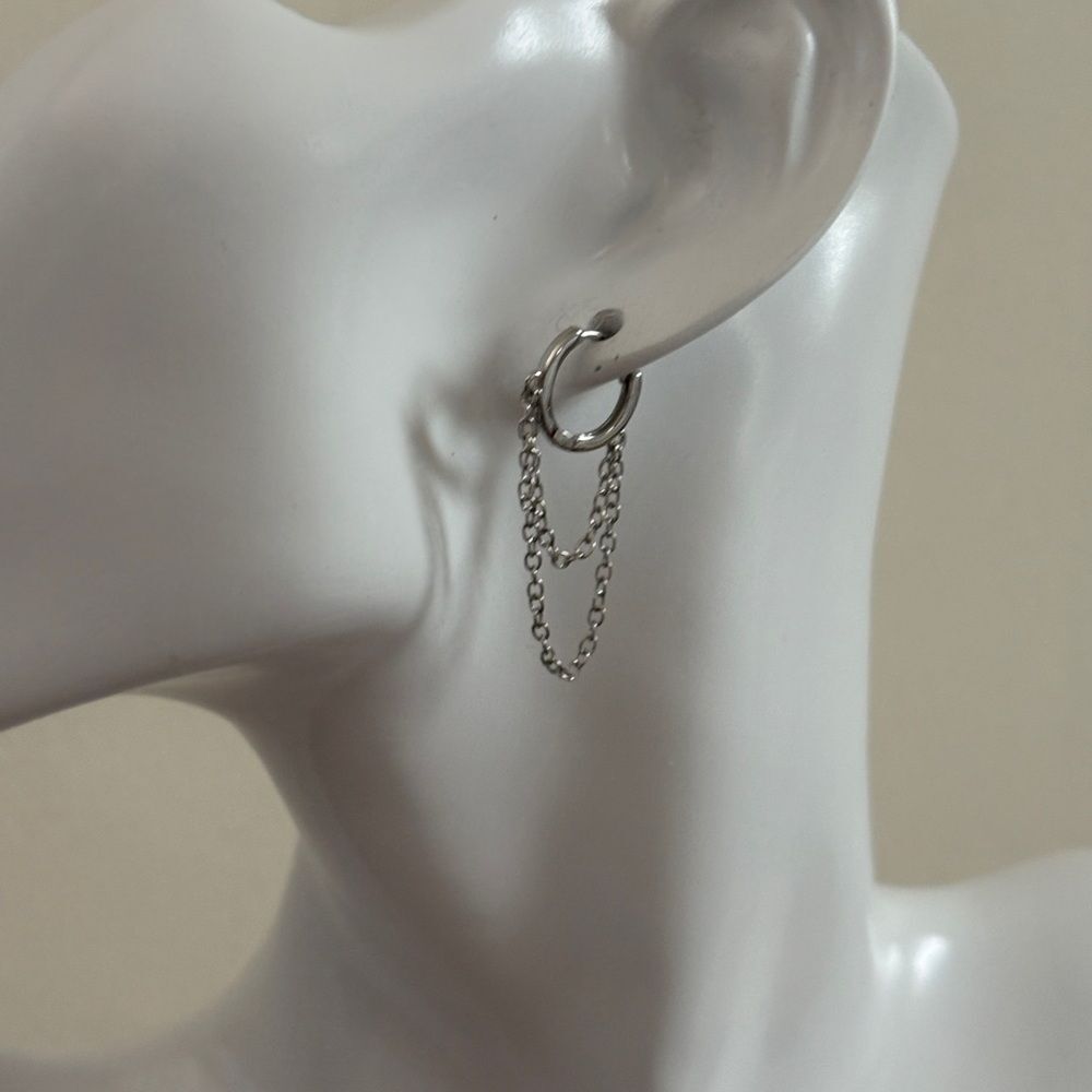 Double Chain Hoop Earring NWT